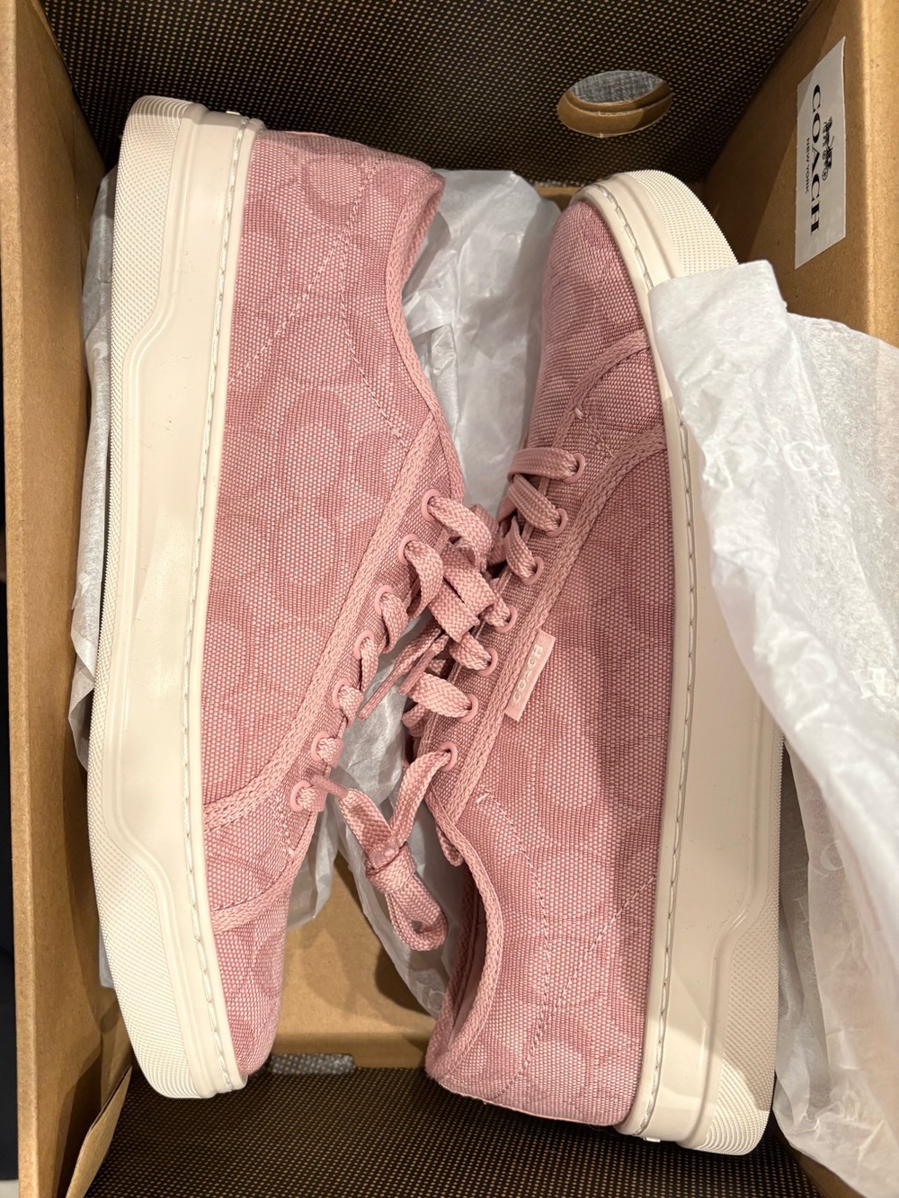 Coach Pink Signature Low-Top Canvas Sneakers